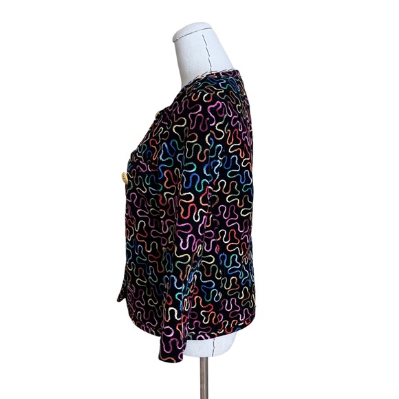 Vintage 80s Gene Ewing BIS Embroidered Rainbow Squiggle Jacket Gold Buttons - Picture 5 of 11